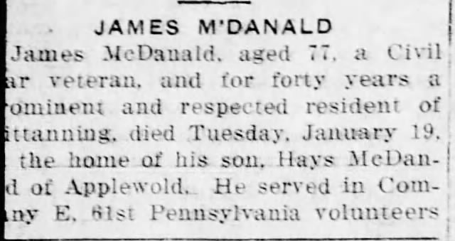 Obituary for JAMES McDanald