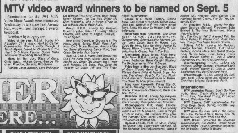 mtv video award nominees 1991