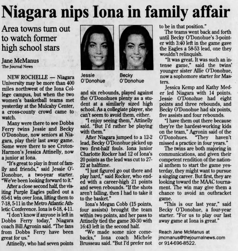 Niagara nips Iona in family affair