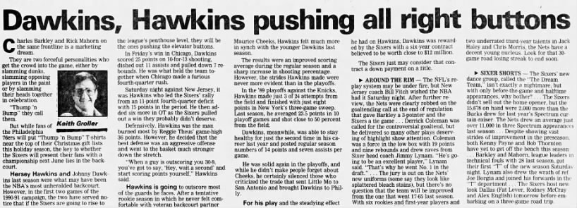 Dawkins, Hawkins pushing all right buttons