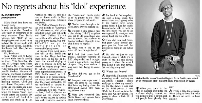 No regrets about his 'Idol' experience