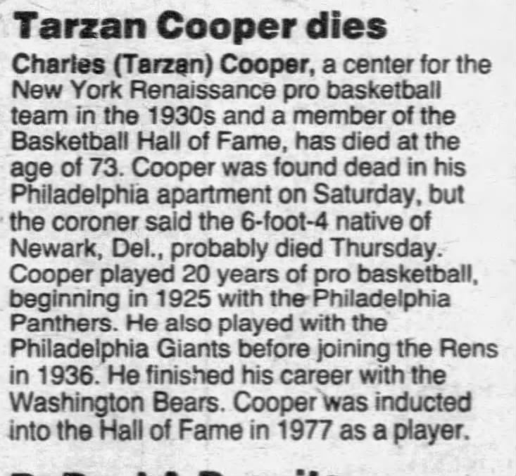 Tarzan Cooper dies
