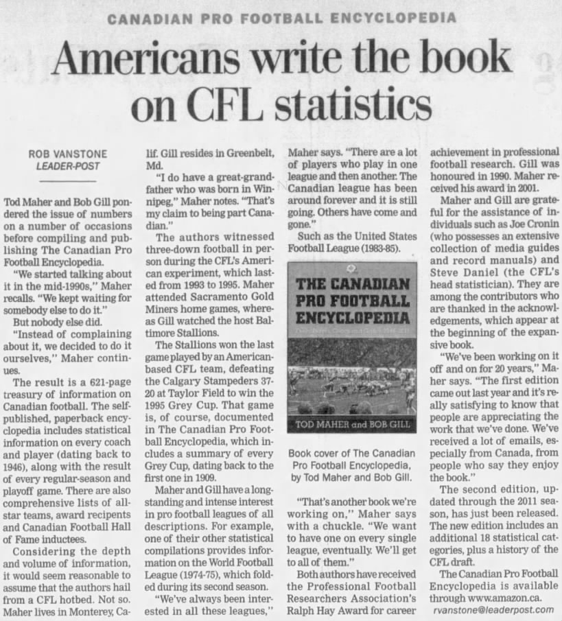 Americans write the book on CFL statistics