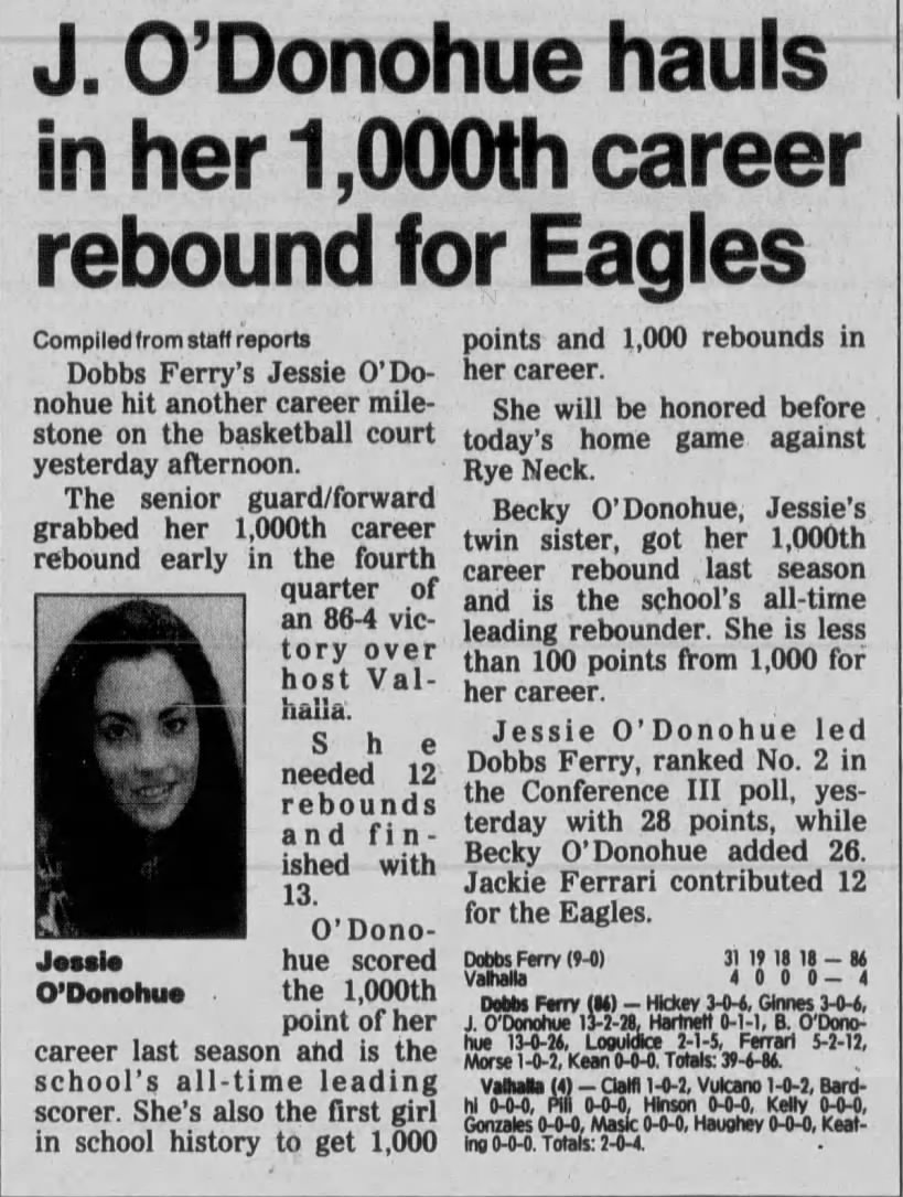 J. O'Donohue hauls in her 1,000th career rebound for Eagles