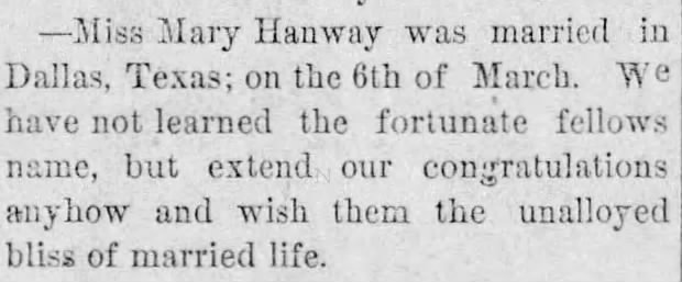 Mary Hanway Marries