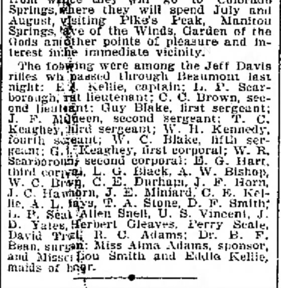 Jeff Davis Rifles Beaumont
6-28-1896