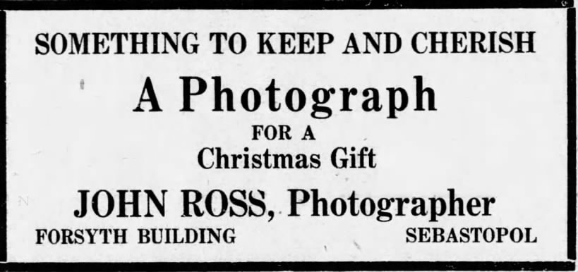 John Ross, Photographer -- Advertisement