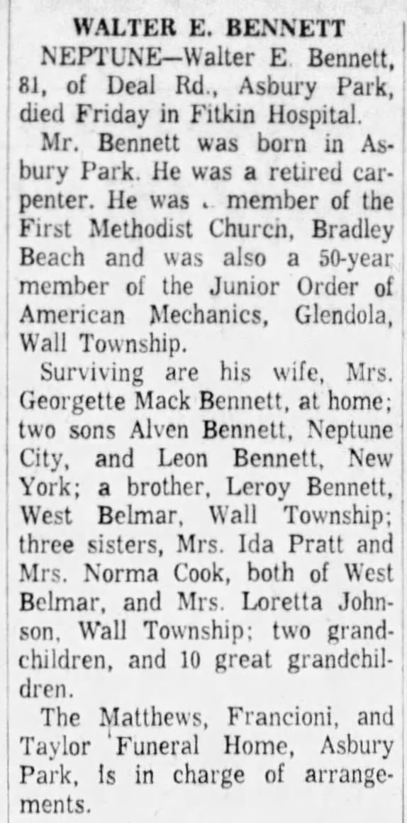 Walter E. Bennett Obituary