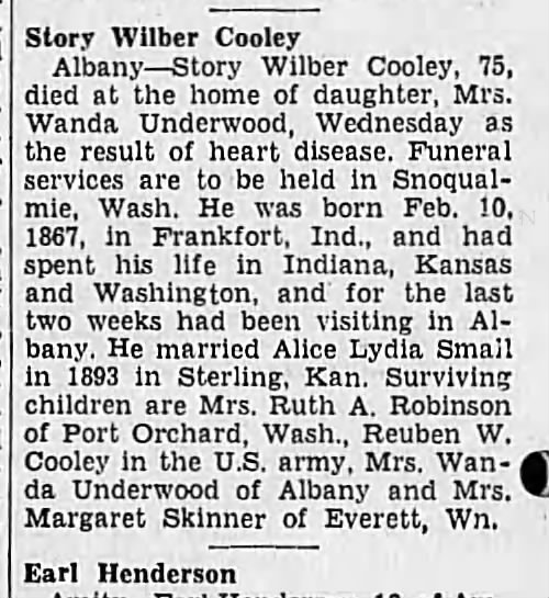 Story Cooley Obituary