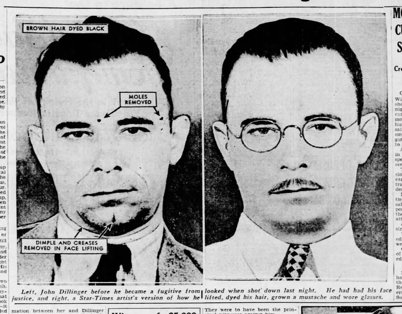 John Dillinger after plastic surgery