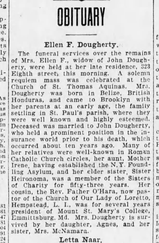 1910 Ellen Doughertyy obit