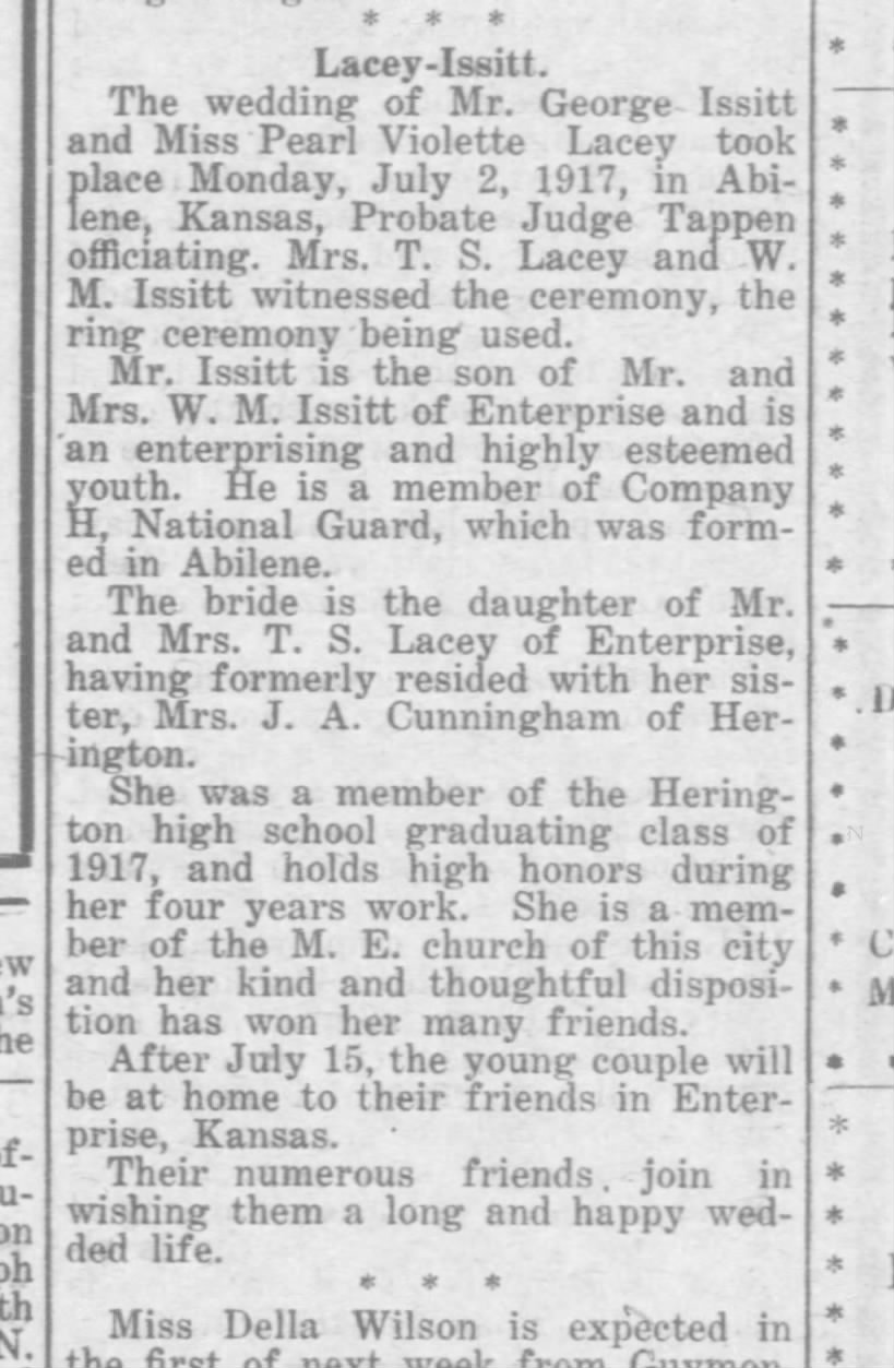 Lacey-Issitt wedding 1917