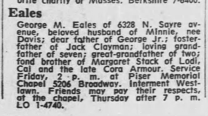 George M Eales - 13 July 1963