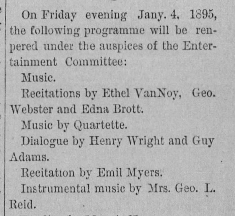 REID-Mrs G.L. Musical entertainment 4 Jan 1895