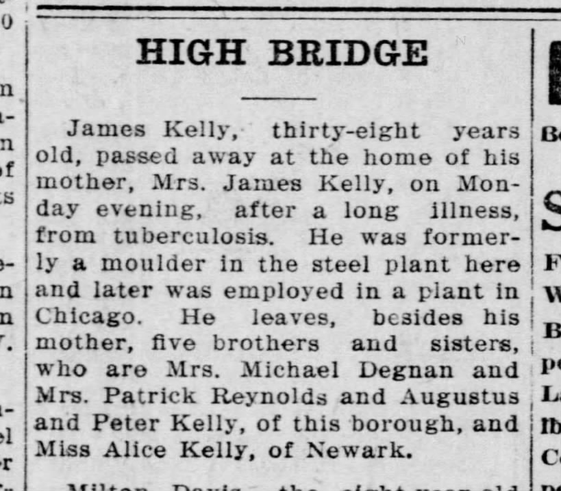 1913 - James Kelly Obituary