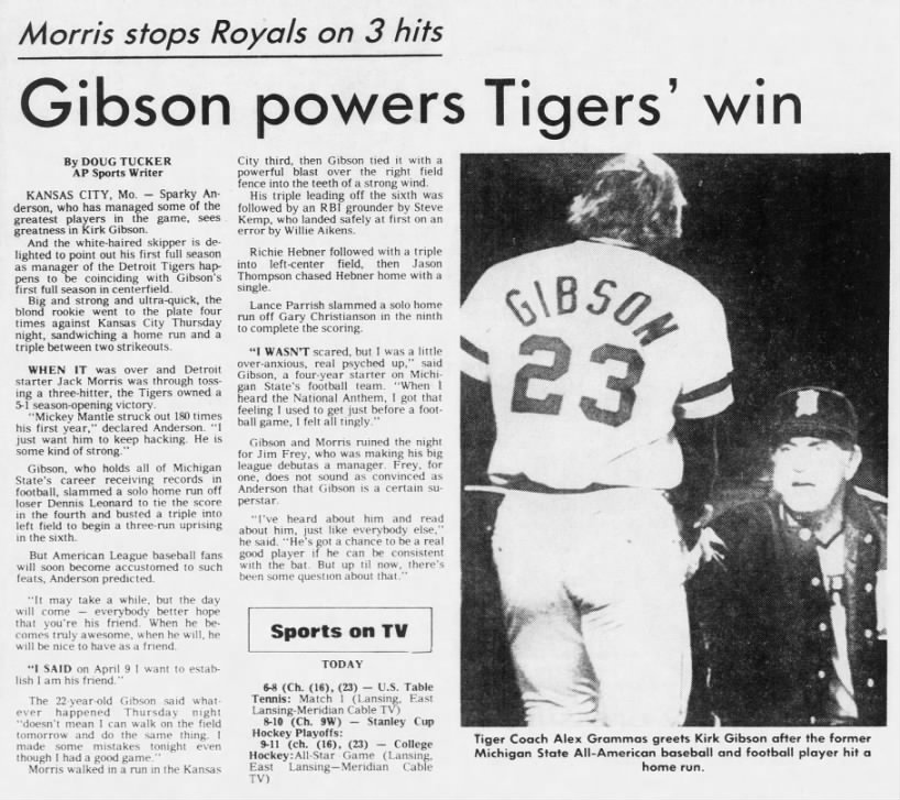 Fri 4/11/80: Opening Day W - Gibson HR