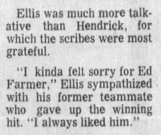 Wed 6/20/1973: Feeling sorry for Ed Farmer