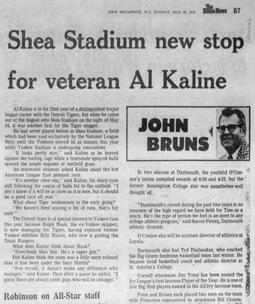 Sun 5/26/1974: Kaline at Shea