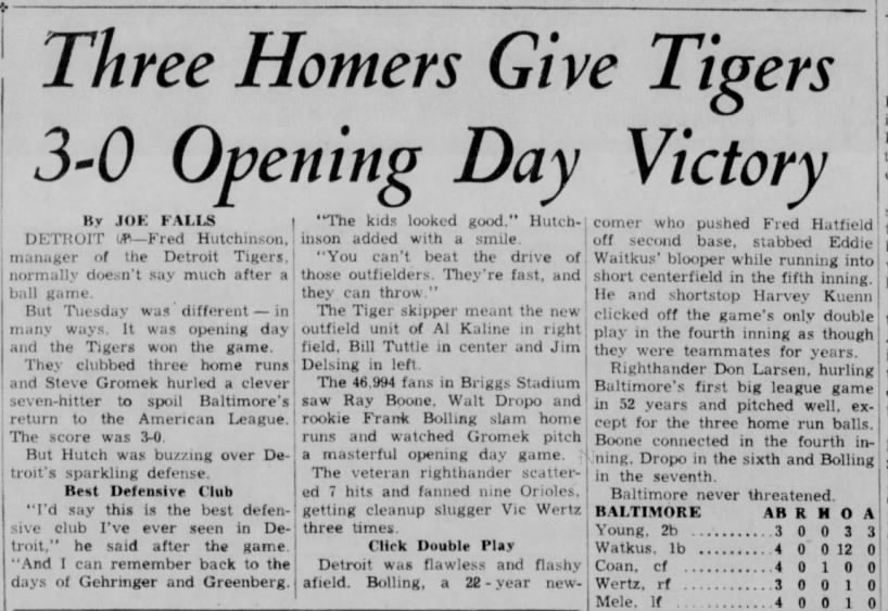 Wed 4/14/54: Opening Day 1954
