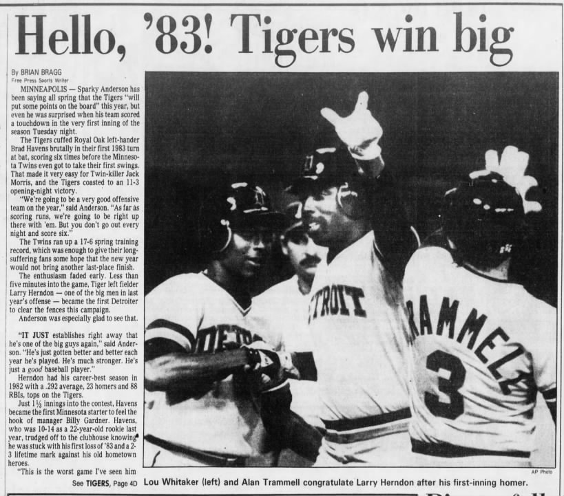 Wed 4/6/83: Opening Day (pg 1 of 2)