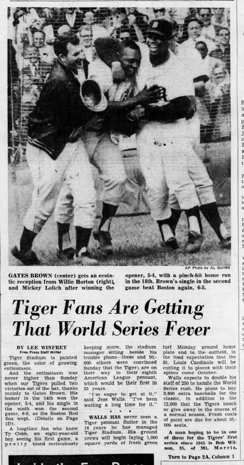 Mon 8/12/68: Pennant Fever sets in