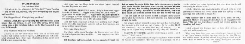 Wed 4/7/71: Lolich - Opening Day coverage