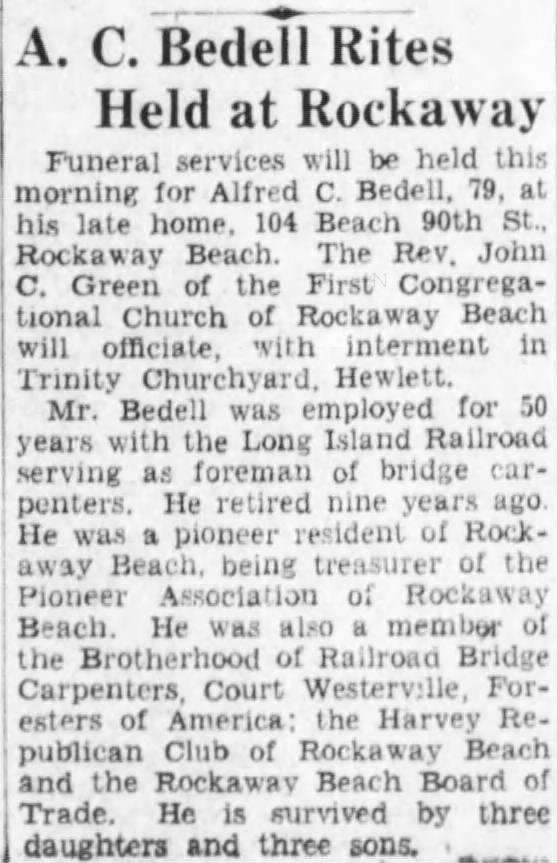 Alfred Curtis Bedell Obit