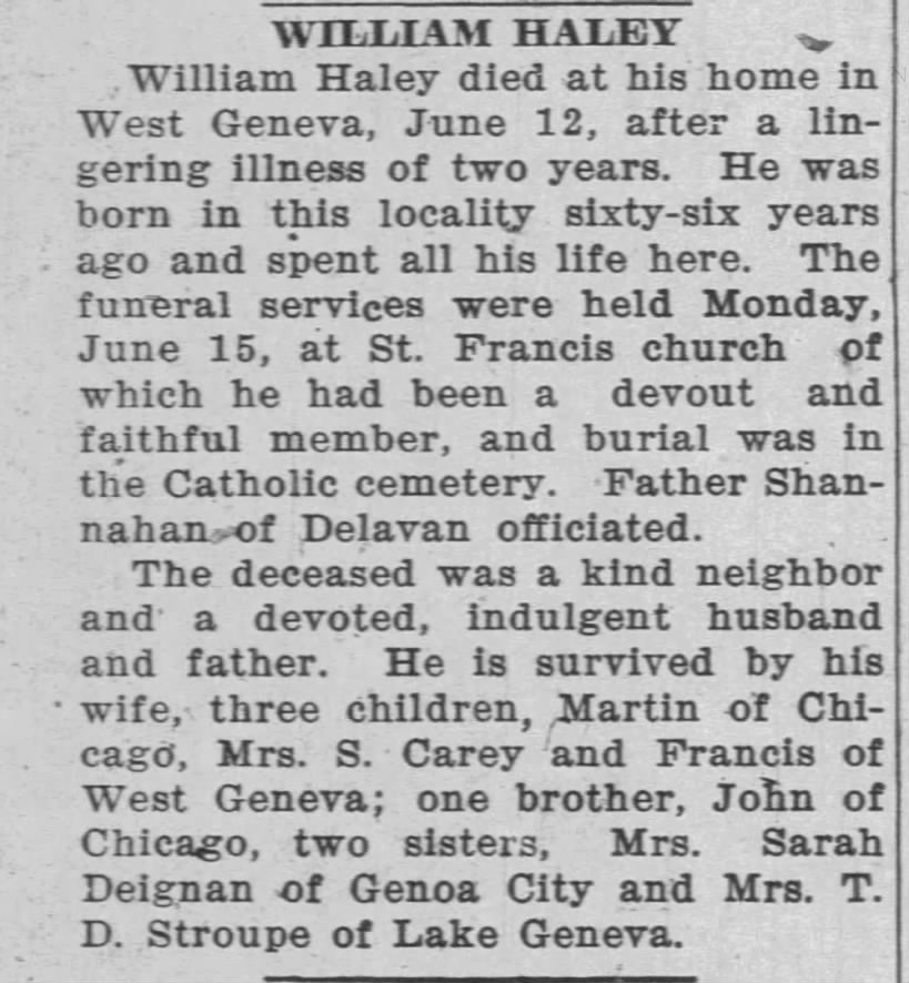 Obituary for WILLIAM HALEY
