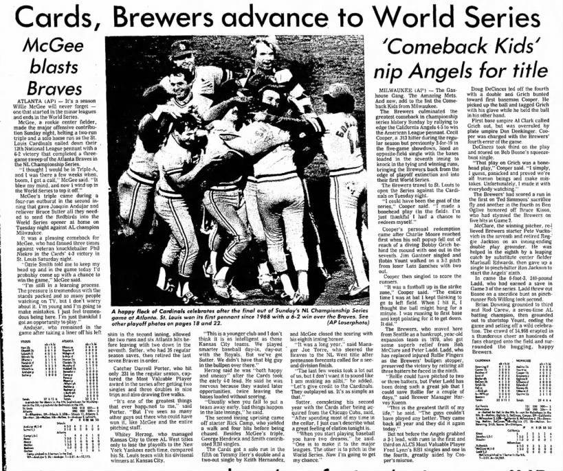 Braves swept in 1982 NLCS