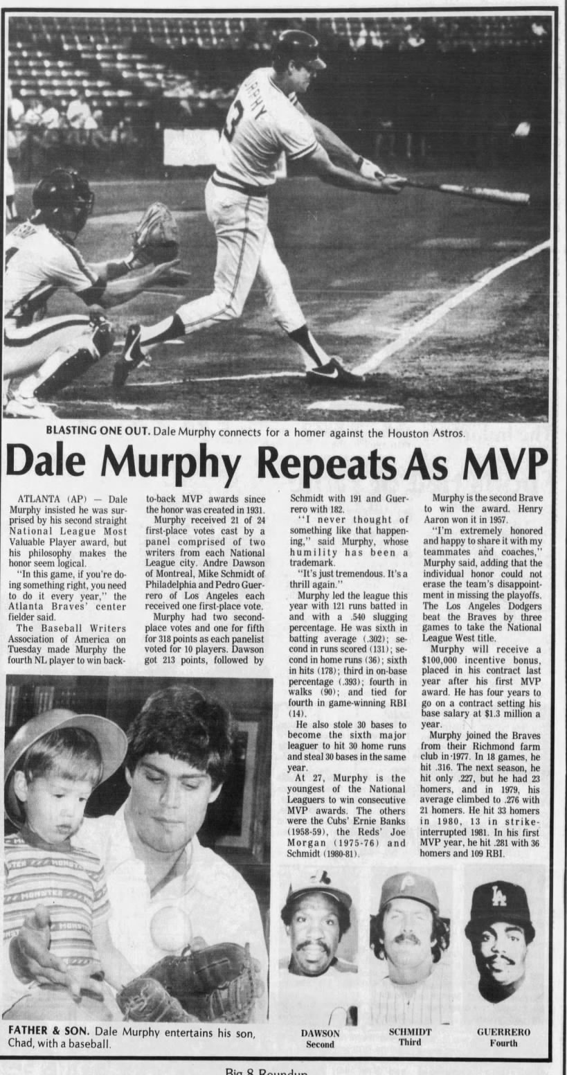 Dale Murphy wins 2nd MVP