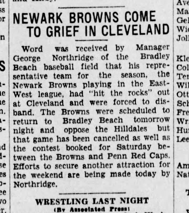 Newark Browns Come to Grief in Cleveland
