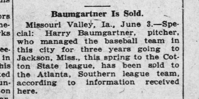Baumgartner is Sold.