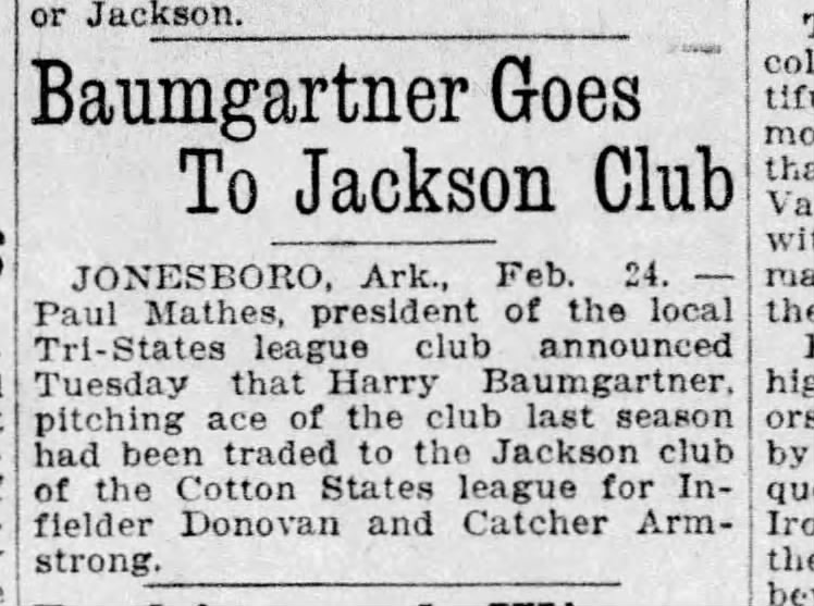 Baumgartner Goes To Jackson Club