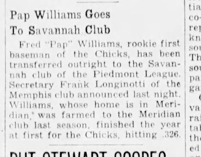 Pap Williams Goes to Savannah Club