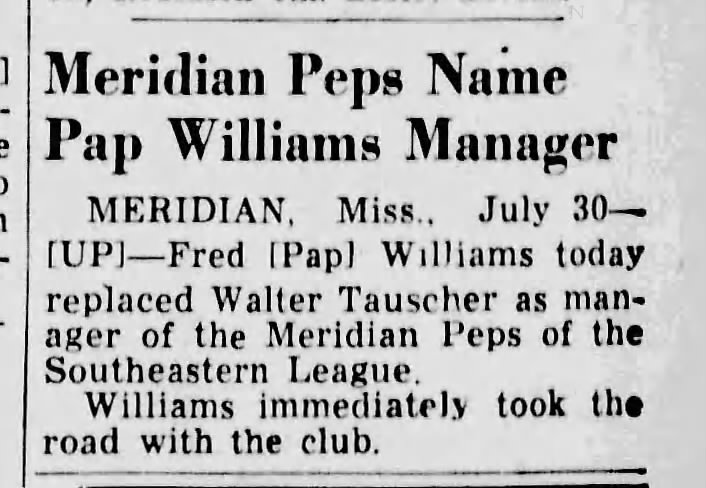 Meridian Peps Name Pap Williams Manager