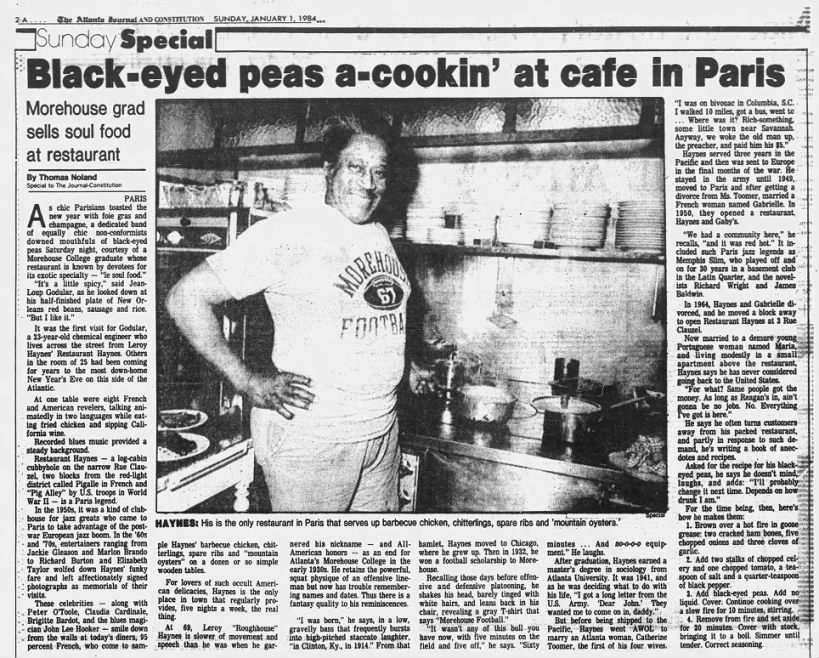 Black-eyed peas a-cookin' at cafe in Paris