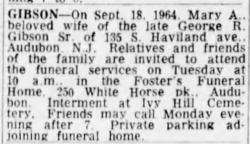 Mary Agnes Gibson - Obituary
