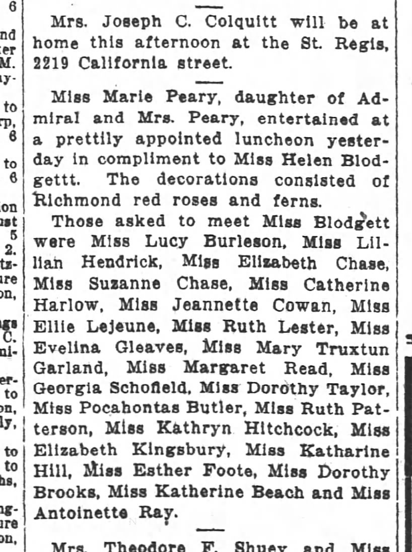 Miss Pocahontas Butler?
WPost 12/17/1915