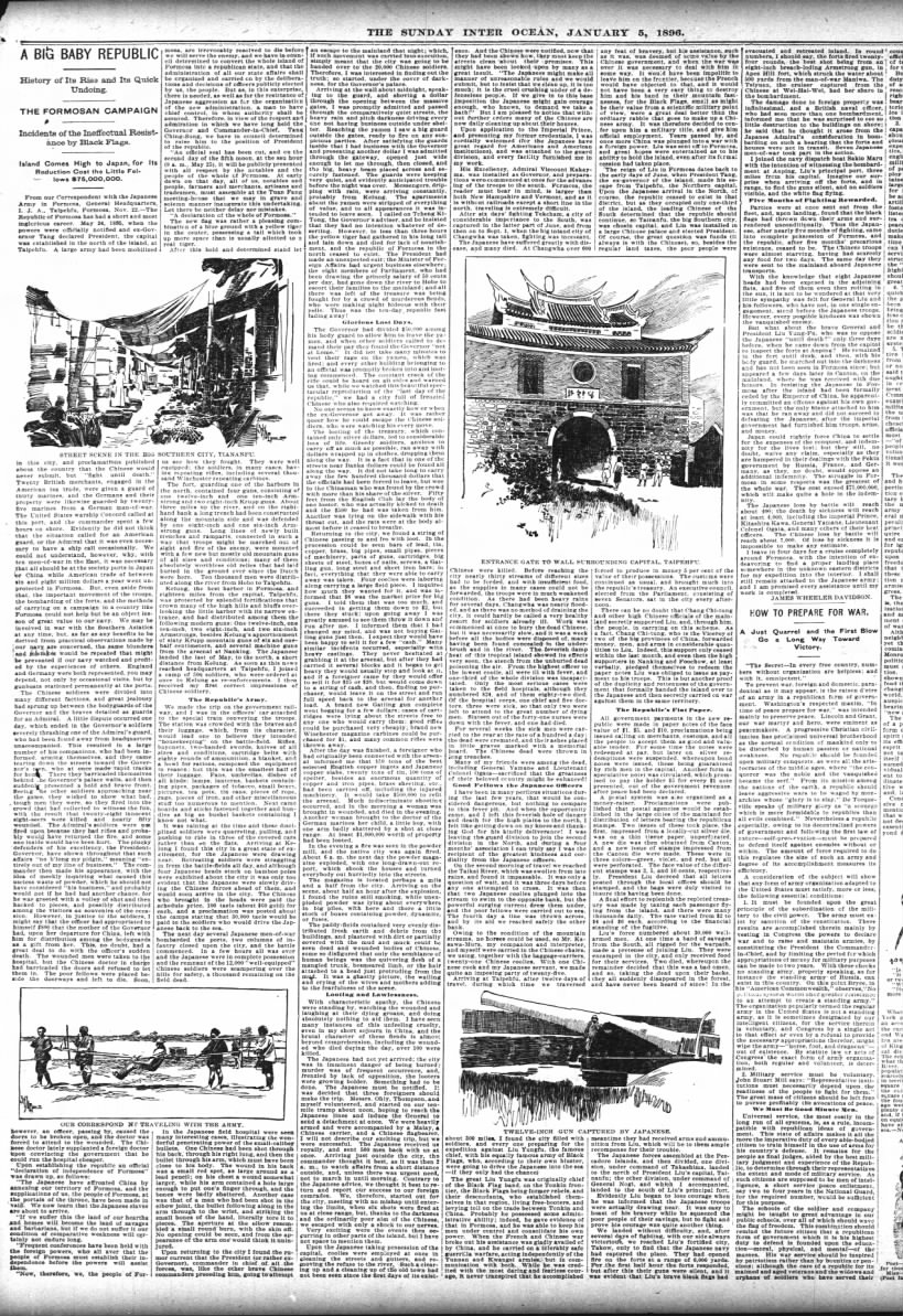 drawings from 1896 article on republic of Taiwan
