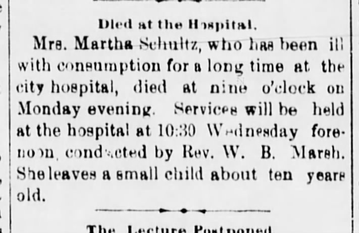 Martha Schultz Death Notice