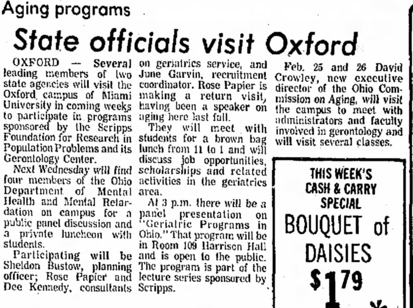 State officials visit Oxford, The Journal News (Hamilton, Ohio) February 7, 1974, p 36