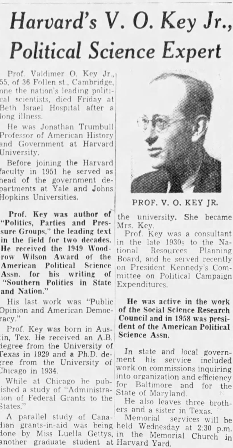 Obituary for Harvard V. Key (Aged 55)