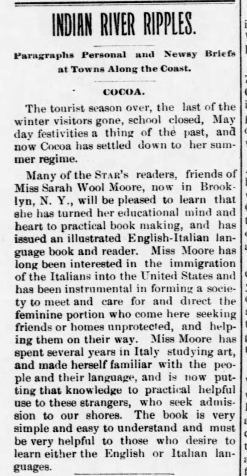 Indian River Ripples. The Florida Star. (Titusville, Florida) May 9, 1902, p 8