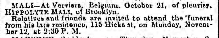 Mali. The Brooklyn Daily Eagle. (Brooklyn, New York) 11 November 1883, p 7