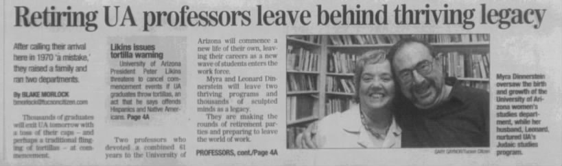 Morlock, Blake. Retiring UA Professors Leave Behind Thriving Legacy, pt. 1