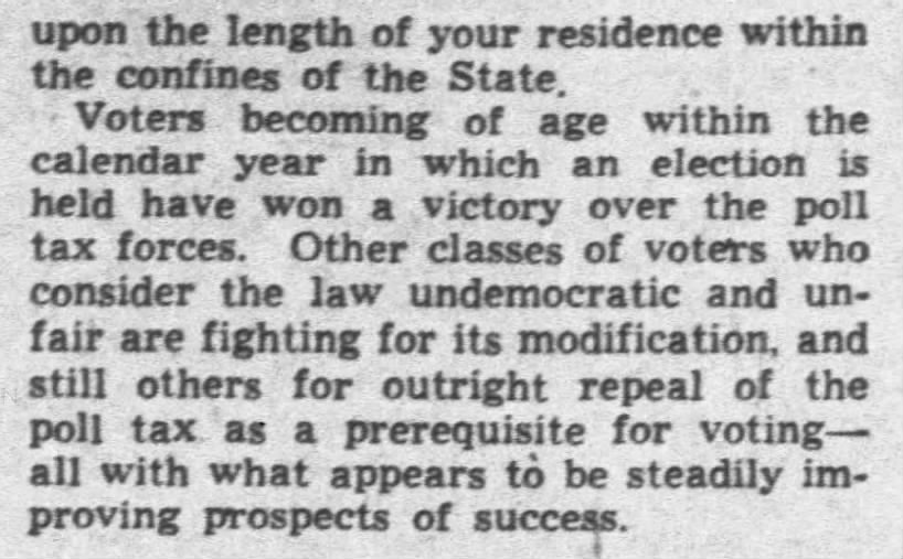 Maiden Votes Freed (pt 2.). 26 September 1944. Richmond, Virginia: The Times Dispatch, 6