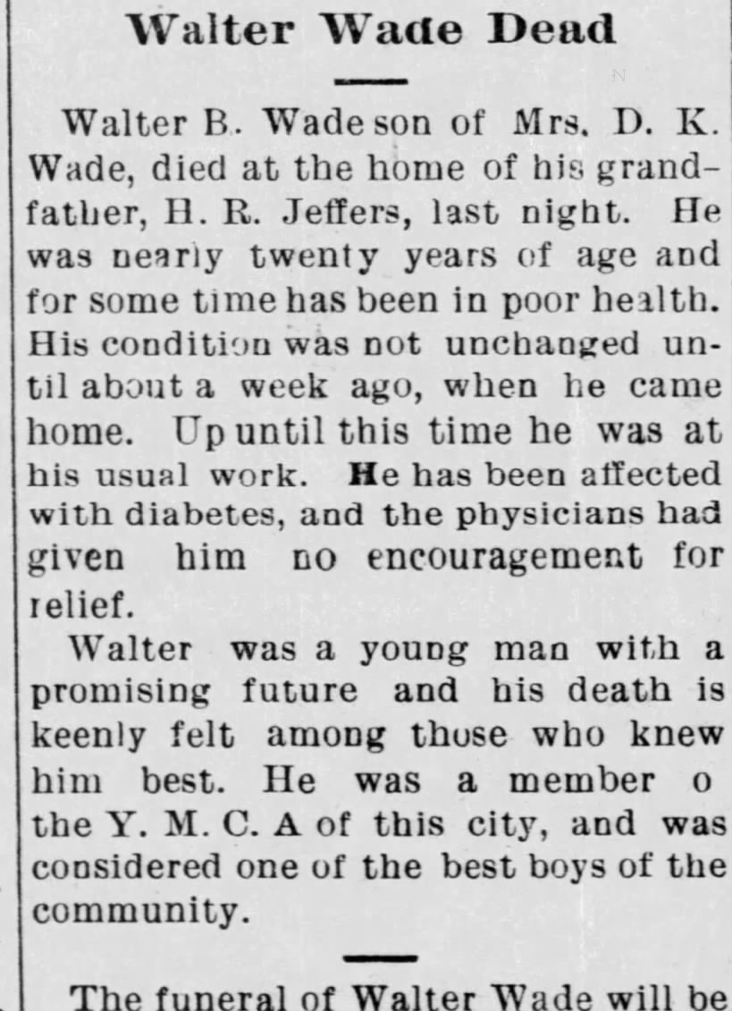 Obituary for Walter B. Wade