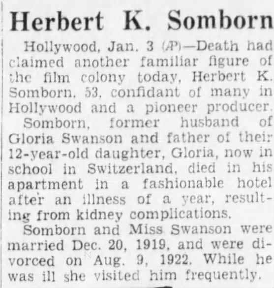 Obituary for Herbert K. Somborn (Aged 53)