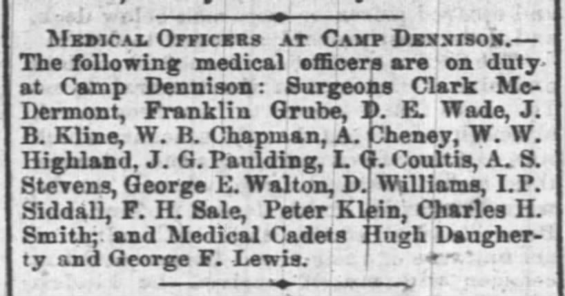 Camp Dennison medical officers and surgeons