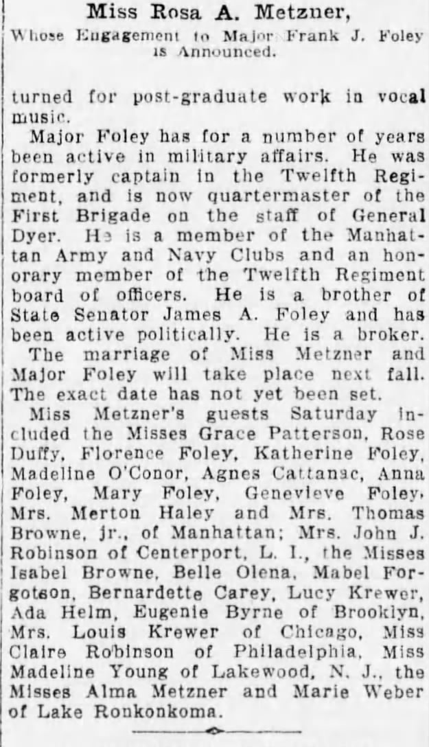 Rosa Metzner Engagement Announcement June 1913